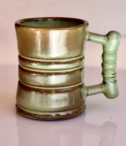 VINTAGE FRANKOMA POTTERY C3 PLAINSMAN SEAFOAM GREEN BROWN 4 COFFEE MUG