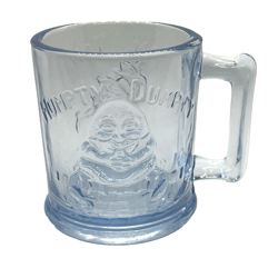 VINTAGE BLUE DEPRESSION GLASS CUP / MUG TOM TOM THE PIPER'S SON & HUMPTY DUMPTY