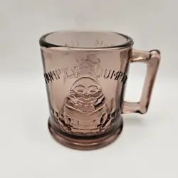 VINTAGE PINK DEPRESSION GLASS CUP MUG HUMPTY DUMPTY TOM TOM THE PIPER'S SON
