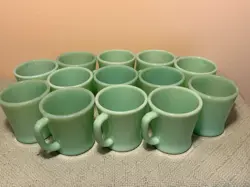 VINTAGE FIRE KING JADE-ITE  D COFFEE MUGS - SET OF 13