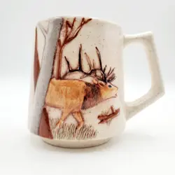 VTG ALASKAN CLAY MUG MOOSE WITH TRACKS COFFEE CUP