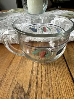 VINTAGE LENOX POPPIES ON BLUE 2 CUP SOUP MUG 4 1/4 X 3 1/4 TALL