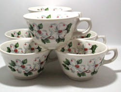 VINTAGE SYRACUSE CHINA DOGWOOD FLORAL RESTAURANT WARE COFFEE/TEA CUP SET OF 6