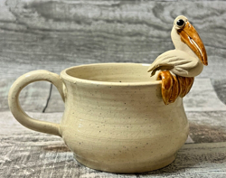 JAMES LAWSON ART POTTERY PELICAN MUG - SOUP BOWL SIGNED & DATED 2000 VINTAGE