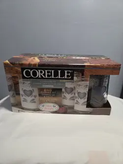 VTG CORELLE BLUE HEARTS 8 PIECE BEVERAGE NEW IN BOX SPONGEWEAR COUNTRY #2