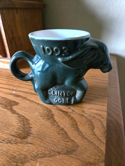 VINTAGE 1993 FRANKOMA CLINTON GORE GREEN DEM DONKEY POLITICAL MUG