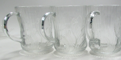 ARCOROC GLASS MUGS CUPS COFFEE SET OF 3 FRANCE CANTERBURY CROCUS  VINTAGE 10 OZ