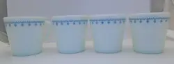 SET OF 4 -  #1410 VINTAGE PYREX SNOWFLAKE BLUE GARLAND D HANDLE COFFEE CUP MUG