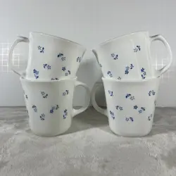 VTG CORELLE CORNING SUPREMA COFFEE CUPS PROVINCIAL BLUE SMALL BLUE FLOWERS - 4