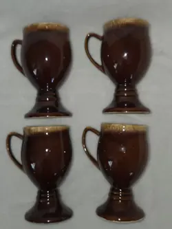 4 HULL POTTERY USA BROWN DRIP GLAZED 6