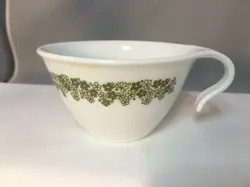 CORELLE CRAZY DAISY GREEN SPRING BLOSSOM COFFEE CUP MUG TEA CUP HOOK HANDLE VTG