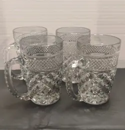 VINTAGE ANCHOR HOCKING WEXFORD MUG SET OF 4 EXCELLENT CONDITION