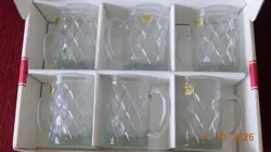 VINTAGE SET OF 6  PAUL SEBASTIAN FINE CRYSTAL MUGS USA COFFEE MUGS TEA NEW