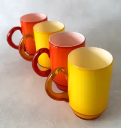 VTG HOLMEGAARD PALET MUGS SET/4 MICHAEL BANG DANISH GLASS 4