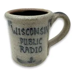 VINTAGE ROCKDALE SALT GLAZE STONEWARE MUG 1986 WISCONSIN PUBLIC RADIO