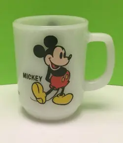 VINTAGE PEPSI MILK GLASS WALT DISNEY MICKEY MOUSE COFFEE MUG CUP WHITE