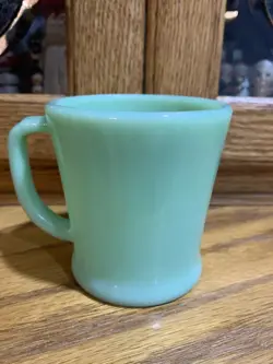 VINTAGE JADITE FIRE KING GLASS MUG JADEITE GREEN D HANDLE ANCHOR HOCKING