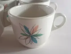 VINTAGE SHENANGO CHINA ATOMIC FLOWER CUPS MUGS STARBURST MCM RETRO STYLE 3