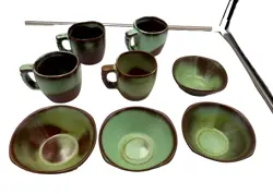 FRANKOMA USA 5 X 5 PIECES, FOUR BOWLS, FOUR HANDLED MUGS