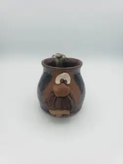 VTG STUDIO ART POTTERY 3D UGLY FACE MUSTACHE MUG STAMPED