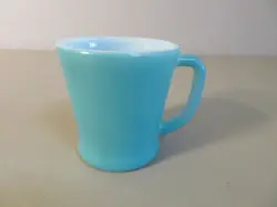 VINTAGE ANCHOR HOCKING FIRE KING TURQUOISE D HANDLE COFFEE CUP MADE IN THE USA