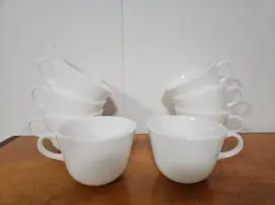 VINTAGE PYREX CORNING USA WHITE MILK GLASS COFFEE CUPS SET OF 8