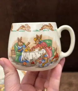 VINTAGE ROYAL DOULTON BUNNYKINS TEA TIME SINGLE HANDLED MUG CUP (ALBION) EUC