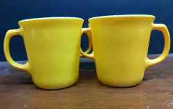 4 CORELLE CORNING WARE MUG CUP GOLD CITRUS YELLOW MILK GLASS 