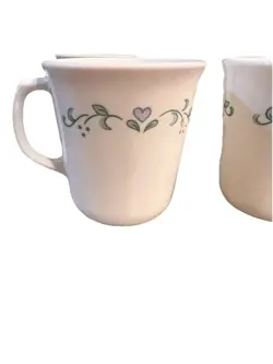 CORNINGWARE USA VINTAGE COUNTRY COTTAGE BLUE HEART IVY COFFEE MUGS SET OF 5