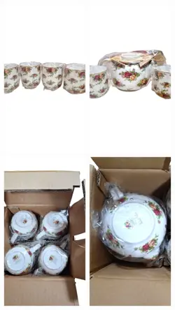 NOB VTG ROYAL ALBERT OLD COUNTRY ROSES TEAPOT AND 6 CUPS/MUGS