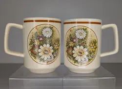 2 LENOX TEMPERWARE BY LENOX MAGIC GARDEN COFFEE CUP TALL MUGS USA VINTAGE