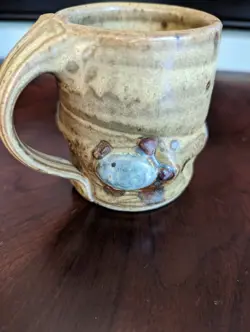 VINTAGE STUDIO ART POTTERY TURTLES AND SHELLS EMBELLISHED COFFEE MUG 4