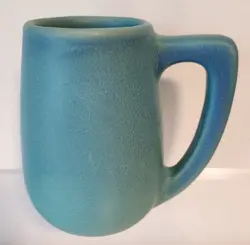 VINTAGE VAN BRIGGLE POTTERY MUG BLUE TURQUOISE SIGNED