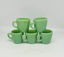 5 VINTAGE FIRE KING JADEITE RESTAURANT WARE 6 OZ COFFEE MUGS OVEN WARE TEA CUP