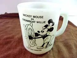 VINTAGEANCHOR HOCKING MICKEY MOUSE AS STEAMBOAT WILLIE MUG MINT CONDITION