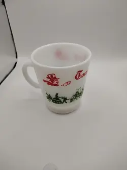 VINTAGE TOM AND JERRY EGG NOG MILK GLASS HOLIDAY CUP HAZEL ATLAS