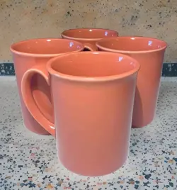 CORNING COFFEE MUGS VINTAGE CORAL/ SALMON VINTAGE USA SET OF 4