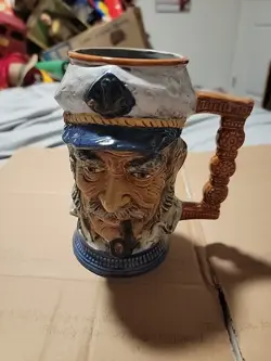 CAPODIMONTE SEA CAPTAIN CHARACTER MUG VINTAGE MADE IN ITALY SIGNED ORVIS