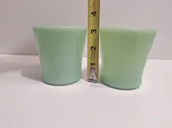 SET OF 2 VINTAGE FIRE KING OVEN WARE JADEITE D HANDLE COFFEE MUGS