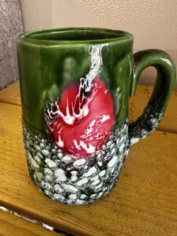 VINTAGE VALLAURIS ENAMELED AND FAT LAVA MUG - 60'S