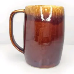 HULL OVENPROOF USA MIRROR BROWN DRIP GLAZE MUG 5