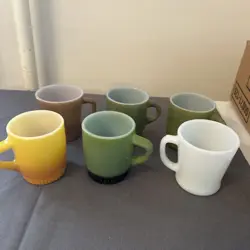 VINTAGE ANCHOR HOCKING FIRE KING COFFEE CUP MUG LOT OF 6