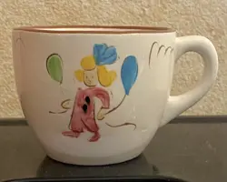 VINTAGE STANGL POTTERY PINK CAROUSEL SMALL CHILD SIZE CUP MUG GIRL BALLOON 5020