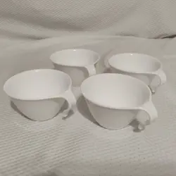 SET OF 4 VINTAGE 1970S CORELLE WINTER FROST WHITE HOOK HANDLE CUPS STACKABLE