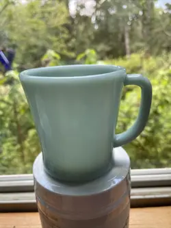 VINTAGE FIRE KING OVEN WARE MADE IN USA TURQUOISE D HANDLE MUG CUP EXCELLENT