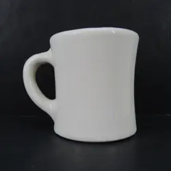 VINTAGE VICTOR USA WHITE HEAVY D HANDLE STONEWARE COFFEE CUP DINER WARE 8 OZ