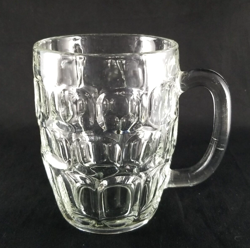 VINTAGE THUMBPRINT DIMPLE 16 OZ MUG HEAVY GLASS BEER BAR