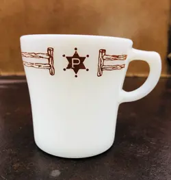 VINTAGE PYREX *PONDEROSA* COWBOY WESTERN COFFEE MUG CORNING