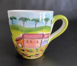 VINTAGE VIETRI TUSCANY HAND PAINTED TERRACOTTA COFFEE CUP MUG 4