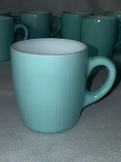 LOT OF 11 VINTAGE HAZEL ATLAS COFFEE CUP MUG TURQUOISE TEAL AQUA